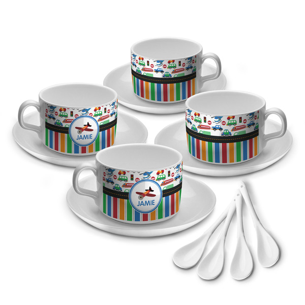 Transportation & Stripes Tea Cup - Set of 4