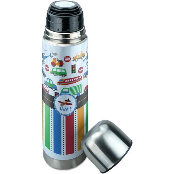 Transportation & Stripes Thermos - Lid Off