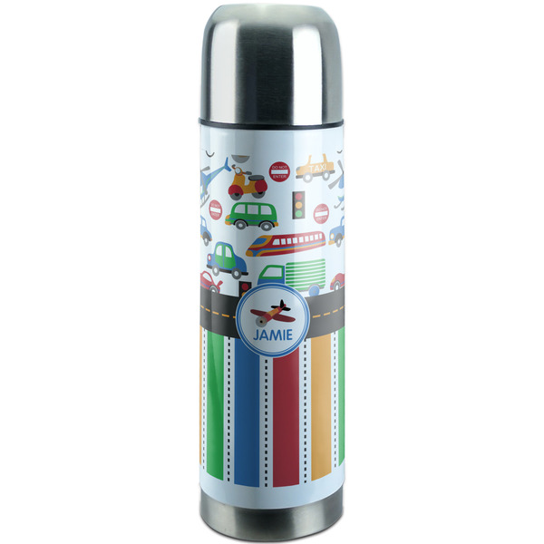 Custom Transportation & Stripes Stainless Steel Thermos (Personalized)
