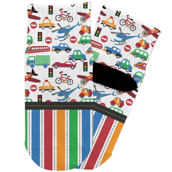 Custom Transportation & Stripes Toddler Ankle Socks