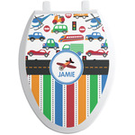 Transportation & Stripes Toilet Seat Decal - Elongated (Personalized)