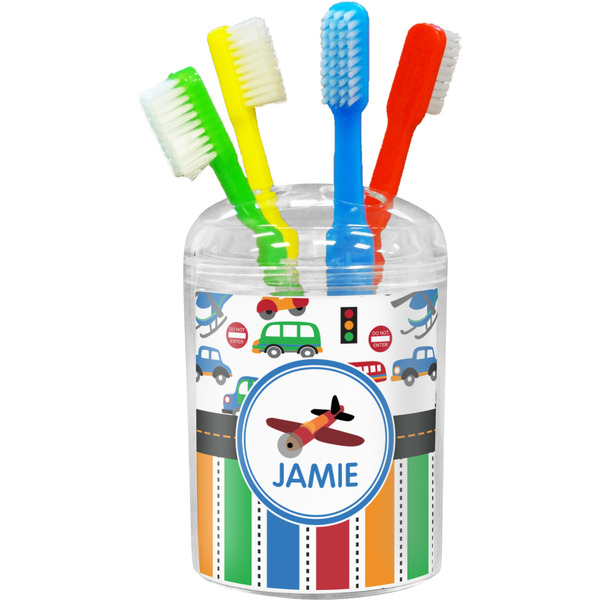Transportation & Stripes Toothbrush Holder (Personalized)
