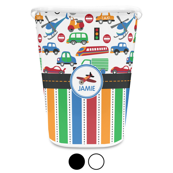 Transportation & Stripes Custom Waste Basket