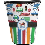 Transportation & Stripes Waste Basket - Double Sided (Black) (Personalized)