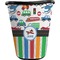 Transportation & Stripes Waste Basket - Single Sided (Black) (Personalized)