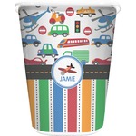 Transportation & Stripes Waste Basket - Double Sided (White) (Personalized)