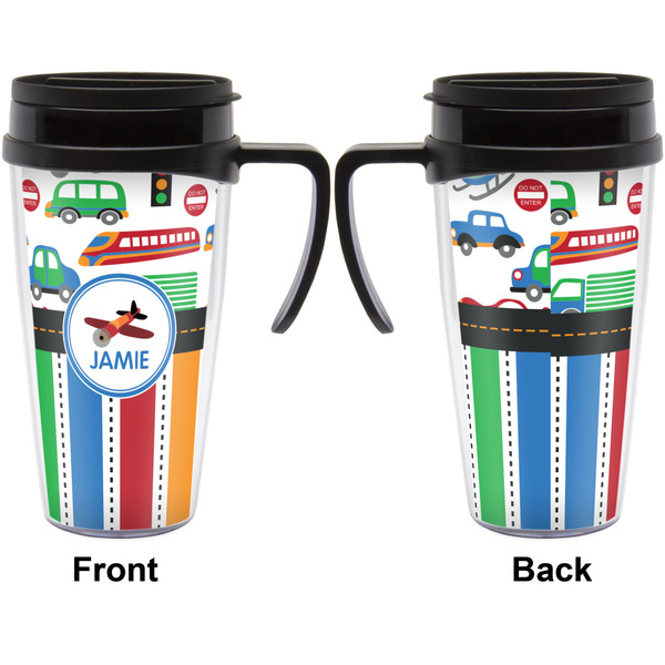 Transportation & Stripes Travel Mug with Black Handle - Approval