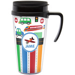 Transportation & Stripes Acrylic Travel Mug with Handle (Personalized)