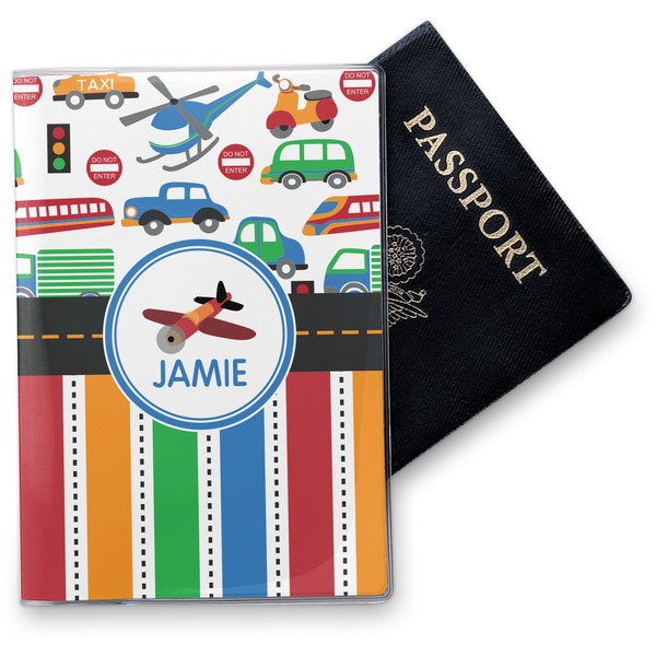 Custom Transportation & Stripes Vinyl Passport Holder (Personalized)