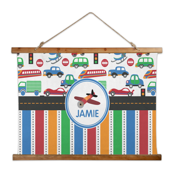 Custom Transportation & Stripes Wall Hanging Tapestry - Wide (Personalized)