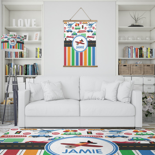 Transportation & Stripes Wall Hanging Tapestry - Portrait - IN CONTEXT