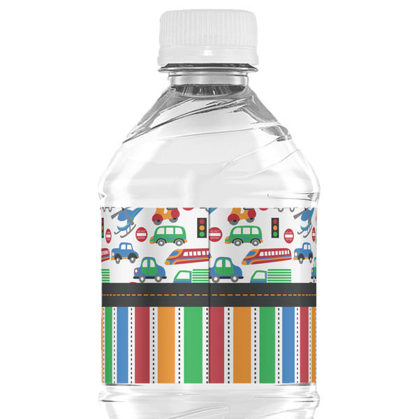 Transportation & Stripes Water Bottle Label - Back View