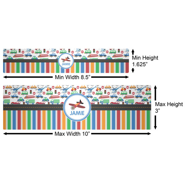 Transportation & Stripes Water Bottle Labels w/ Dimensions