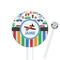 Transportation & Stripes 5.5" Round Plastic Stir Sticks - White - Single Sided (Personalized)