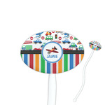 Transportation & Stripes Oval Plastic Stir Sticks (Personalized)