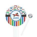 Transportation & Stripes Round Plastic Stir Sticks (Personalized)