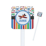 Transportation & Stripes Square Plastic Stir Sticks (Personalized)