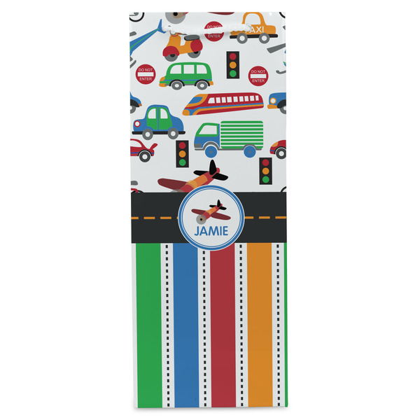 Transportation & Stripes Wine Gift Bag - Gloss - Front