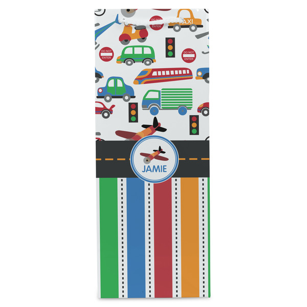 Transportation & Stripes Wine Gift Bag - Matte - Front