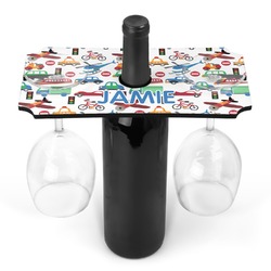 Transportation & Stripes Wine Bottle & Glass Holder (Personalized)