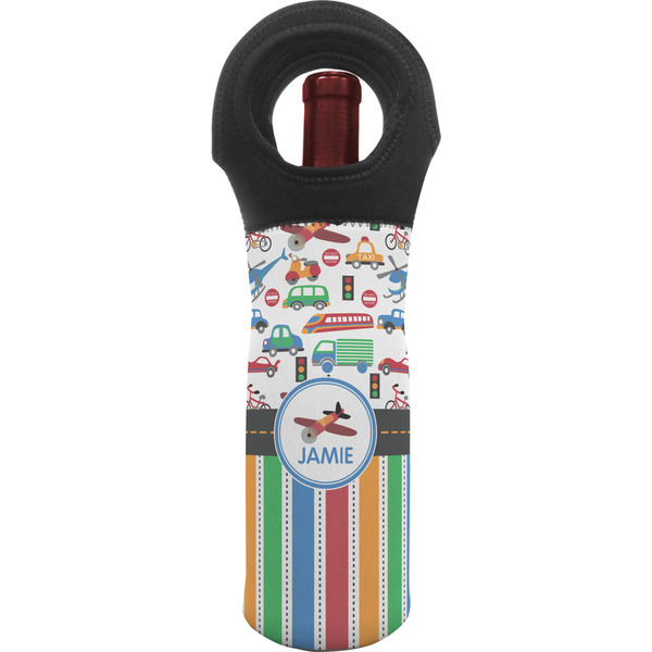 Custom Transportation & Stripes Wine Tote Bag (Personalized)