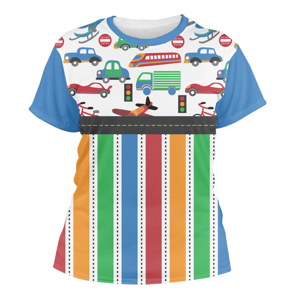 Custom Transportation & Stripes Women's Crew T-Shirt - X Large