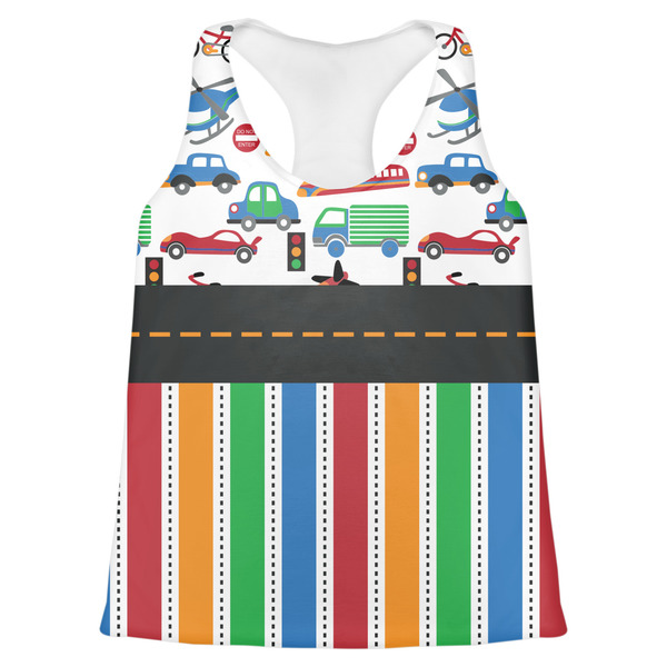 Custom Transportation & Stripes Womens Racerback Tank Top - Large