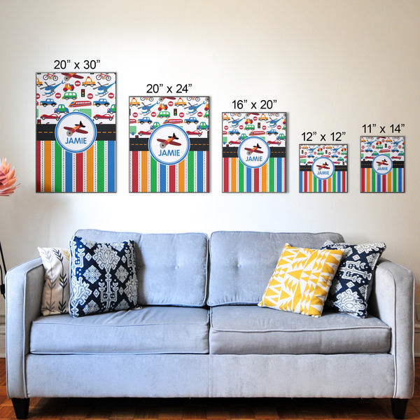 Transportation & Stripes Wood Prints - Size Comparison