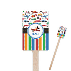 Transportation & Stripes 6.25" Rectangle Wooden Stir Sticks - Double Sided (Personalized)
