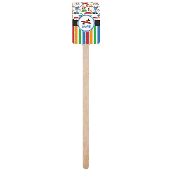 Transportation & Stripes Wooden 6.25" Stir Stick - Rectangular - Single Stick