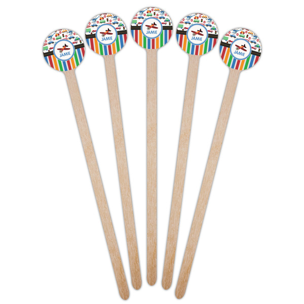 Transportation & Stripes Wooden 6" Stir Stick - Round - Fan View