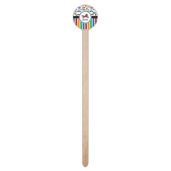 Transportation & Stripes Wooden 7.5" Stir Stick - Round - Single Stick
