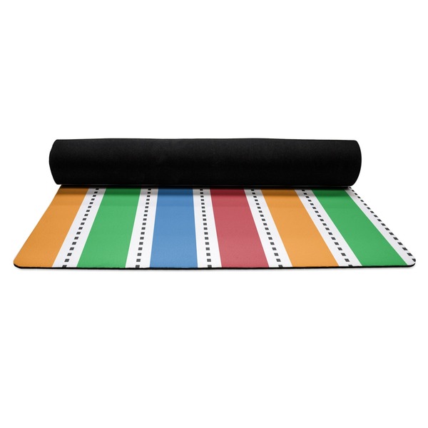 Transportation & Stripes Yoga Mat Rolled up Black Rubber Backing