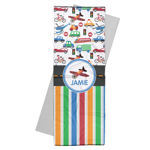 Custom Transportation & Stripes Yoga Mat Towel (Personalized)