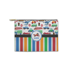 Transportation & Stripes Zipper Pouch - Small - 8.5"x6" (Personalized)