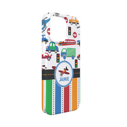 Transportation & Stripes iPhone Case - Plastic - iPhone 13 Mini (Personalized)
