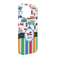 Transportation & Stripes iPhone Case - Plastic - iPhone 13 Pro Max (Personalized)