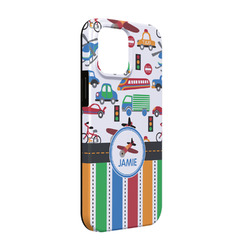 Transportation & Stripes iPhone Case - Rubber Lined - iPhone 13 Pro (Personalized)