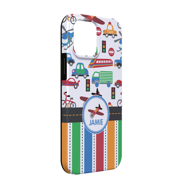 Custom Transportation & Stripes iPhone Case - Rubber Lined - iPhone 13 Pro (Personalized)