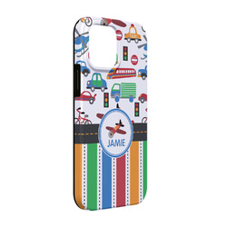 Transportation & Stripes iPhone Case - Rubber Lined - iPhone 13 (Personalized)