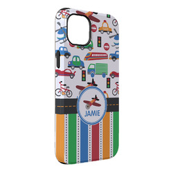 Transportation & Stripes iPhone Case - Rubber Lined - iPhone 14 Pro Max (Personalized)