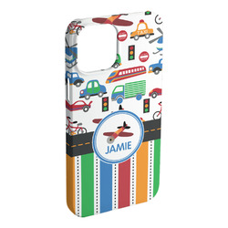 Transportation & Stripes iPhone Case - Plastic - iPhone 15 Plus (Personalized)
