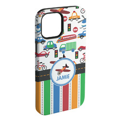 Transportation & Stripes iPhone Case - Rubber Lined - iPhone 15 Plus (Personalized)