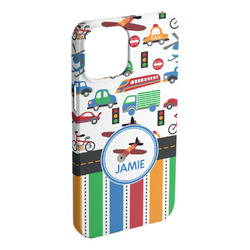 Transportation & Stripes iPhone Case - Plastic - iPhone 15 Pro Max (Personalized)