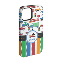 Transportation & Stripes iPhone Case - Rubber Lined - iPhone 15 (Personalized)