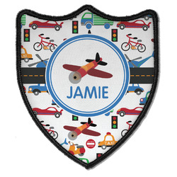 Transportation Iron On Shield Patch B w/ Name or Text