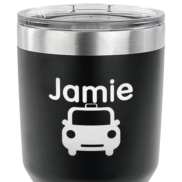 Transportation 30 oz Stainless Steel Ringneck Tumbler - Black - CLOSE UP