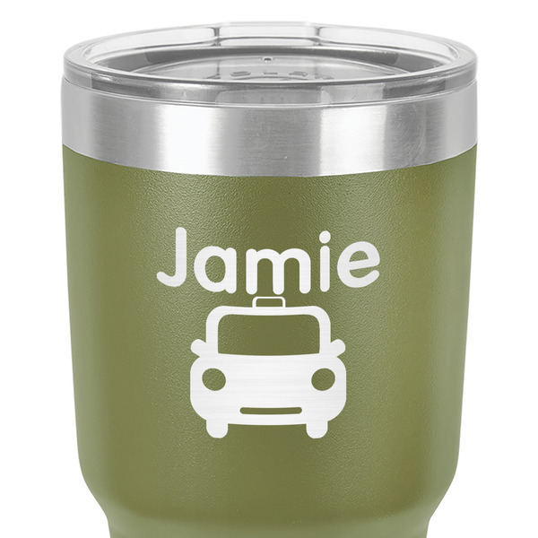 Transportation 30 oz Stainless Steel Ringneck Tumbler - Olive - Close Up
