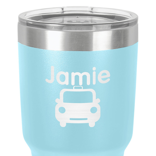 Transportation 30 oz Stainless Steel Ringneck Tumbler - Teal - Close Up