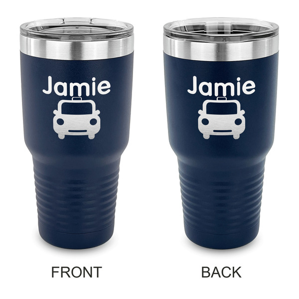 Custom Transportation 30 oz Stainless Steel Tumbler - Navy - Double Sided (Personalized)